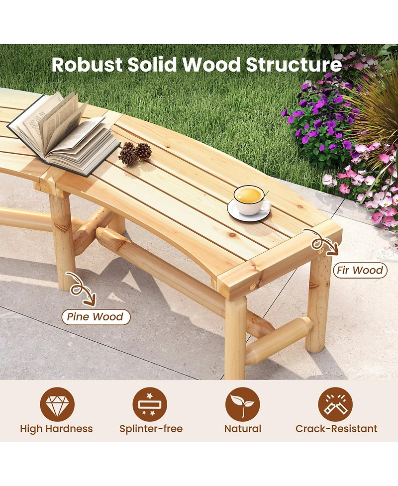 Gymax Patio Curved Bench for 2-3 People Outdoor Loveseat for Backyard Garden