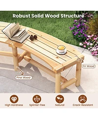 Gymax Patio Curved Bench for 2-3 People Outdoor Loveseat for Backyard Garden