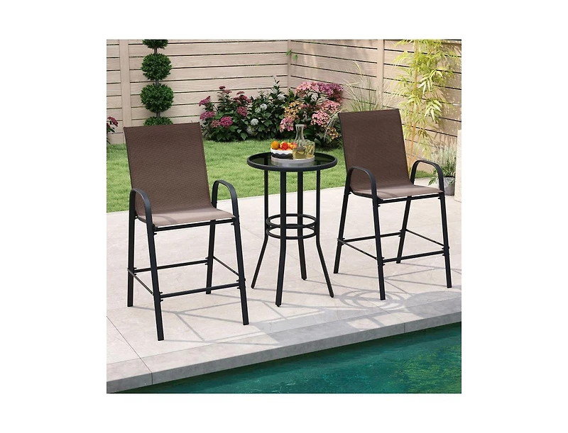Slickblue Outdoor Fabric Bar Stools Set of 2 with Armrests