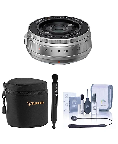 Fujifilm Xf 23mm f/2.8 R Wr Lens, With Adorama Slinger Soft Lens Case Small 5", Pro Optic Cleaning Ki, Pro Optic Lenspen Lens Cleaner, And Pro