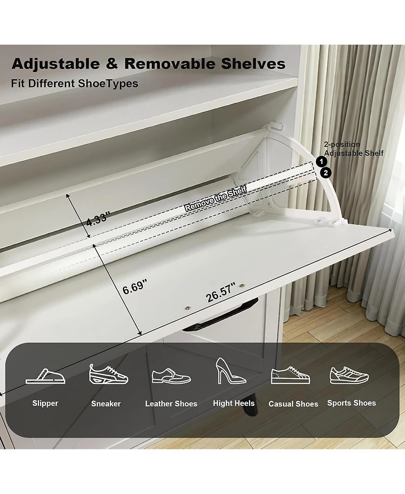 gaomon Double Shoe Cabinet Durable Storage Solution for Home Organization Compact and Stylish Design Perfect for Entryway or Bedroom