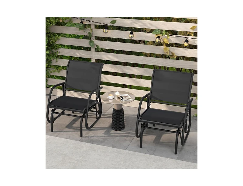 Slickblue Outdoor Single Swing Glider Rocking Chair with Armrest