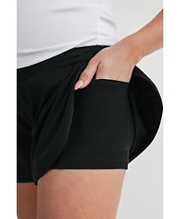 Hello Miz Women's Maternity Over-the-Belly Active Shorts with Built-In Liner