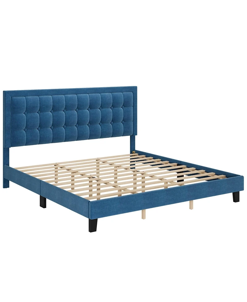 gaomon Full Square Metal Platform Bed- Wood Slats Support Easy Assembly No Box Spring Needed