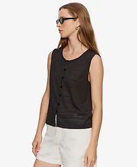 Sanctuary Women's Crewneck Button-Front Textured Top