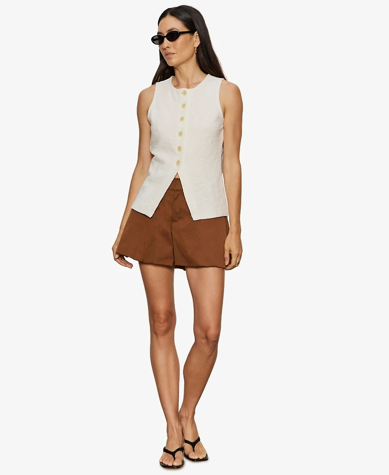 Sanctuary Women's Crewneck Button-Front Knit Vest