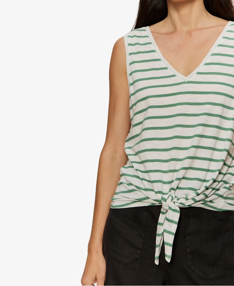 Sanctuary Women's Printed V-Neck Sleeveless Tie-Hem Tank Top