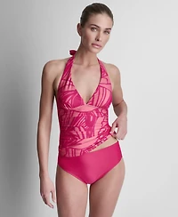 Dkny Women's Halter V-Neck Shirred Tankini Top