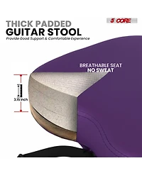 5Core Guitar Stool 3.15" Padded Chair Foldable Heavy Duty Music Seat Built in Foot Rest Guitar Stand
