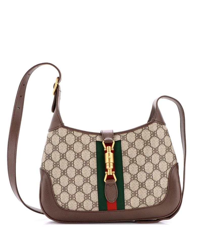 Pre-Owned Balenciaga Small x Gucci The Hacker Project Jackie 1961 Hobo Bb Coated Canvas