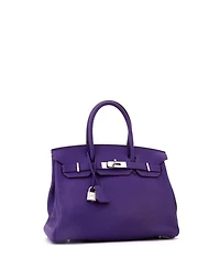 Pre-Owned HERMES Birkin 30 Handbag Purple Clemence with Palladium Hardware