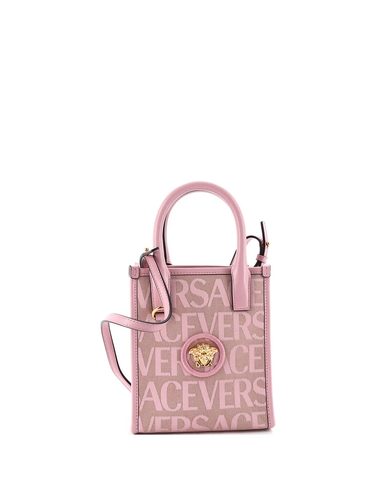 Pre-Owned Versace Mini La Medusa Tote All Over Logo Canvas