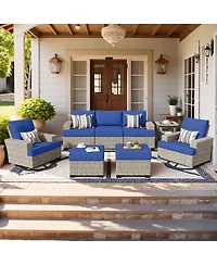 Xizzi 8 Piece Outdoor Rattan Patio Furniture Set with Sofa & Ottoman