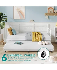 gaomon Daybed with Trundle Metal Twin Headboard Sofa Bed Metal Slats Bedroom Living Room Guest Room