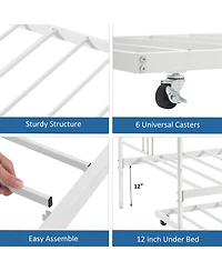 gaomon Daybed with Trundle Twin Arched Headboard Metal Day Bed Steel Slat Support SofaBed for Bedroom Living Room