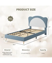 gaomon Full Upholstered Bed Frame Adjustable Scallop Headboard Velvet Princess Platform Wood Slats No Box Spring
