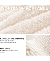 gaomon Velvet Platform Bed Frame- Sherpa Upholstered with Floral Headboard and Led Lights- Wooden Slats- No Box Spring