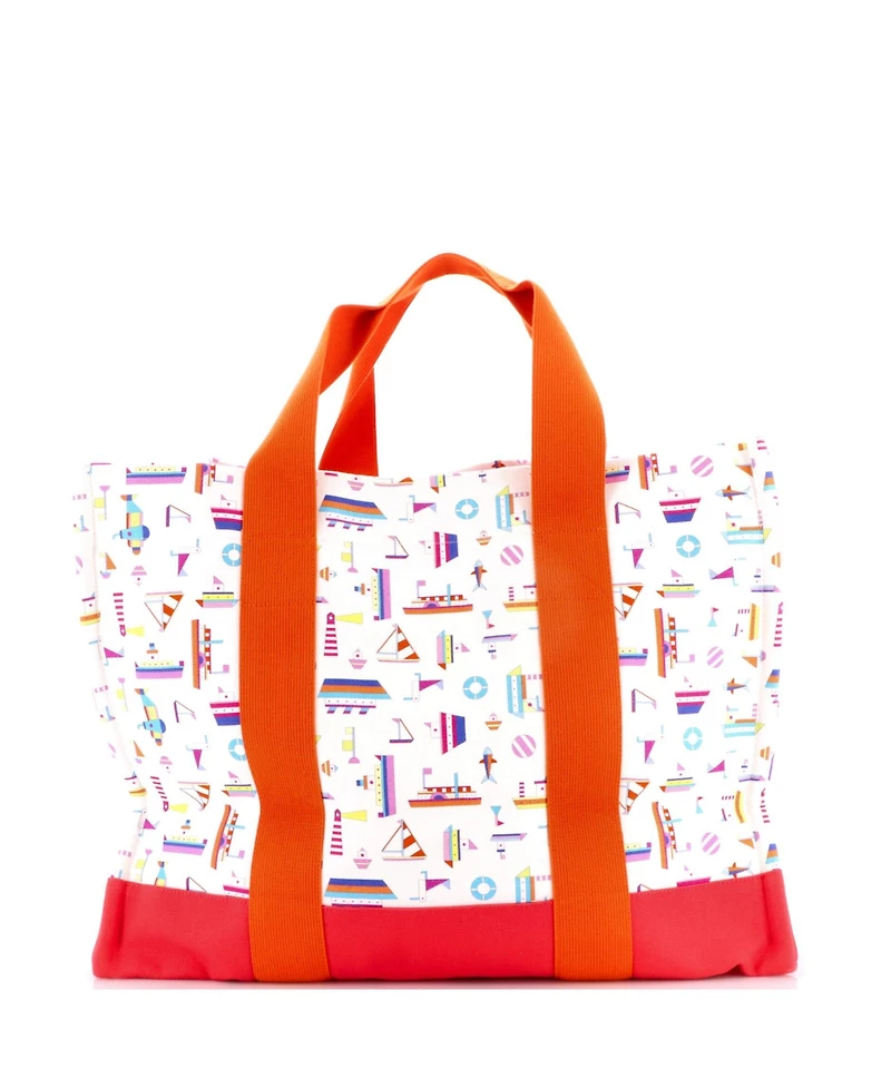 Pre-Owned HERMES Large Petit Chartier Nappy Bag Printed Toile