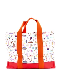 Pre-Owned HERMES Large Petit Chartier Nappy Bag Printed Toile