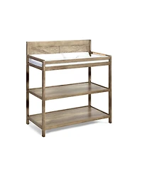 Flynama Modern Changing Table Vintage Chestnut Finish with Two Shelves and 4 Side Safety Rails Jpma Certified