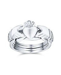Bling Jewelry Celtic Hands Crown Heart Friendship Claddagh Puzzle Ring .925