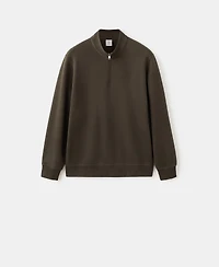 Mango Men's Cotton Zip-Neck Sweatshirt