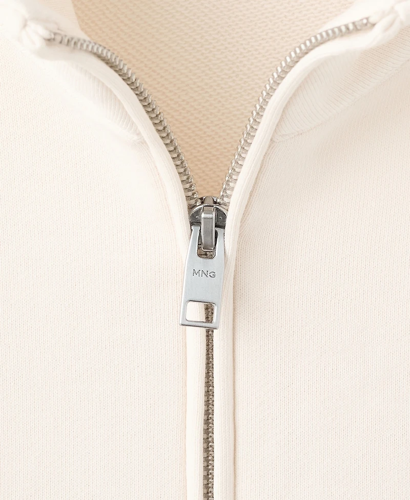 Mango Men's Cotton Zip-Neck Sweatshirt