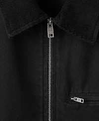 Mango Men's Corduroy Collar Denim Jacket