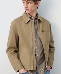 Mango Men's Corduroy Collar Denim Jacket