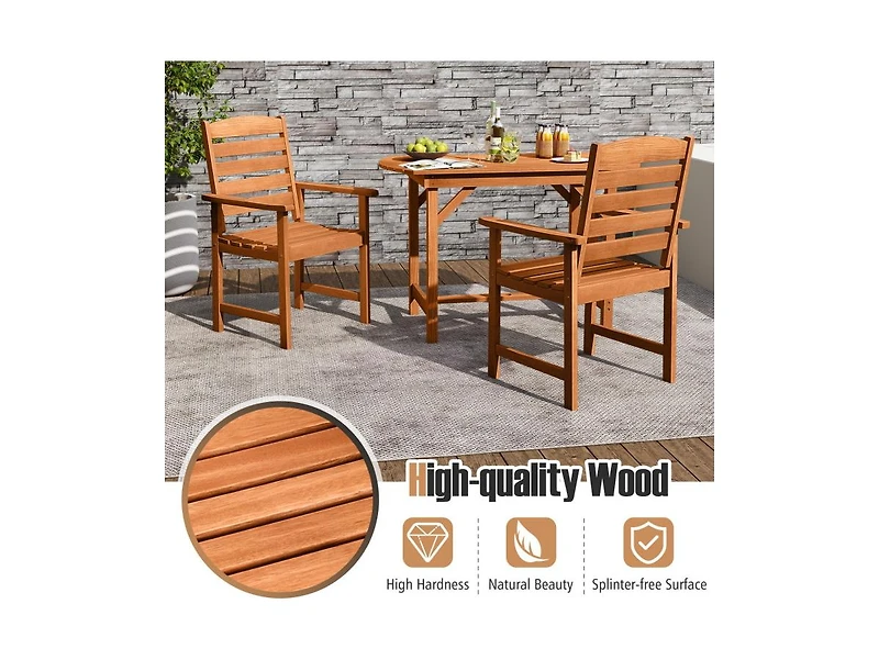 Slickblue Solid Wood Outdoor Dining Chairs with Slatted Design