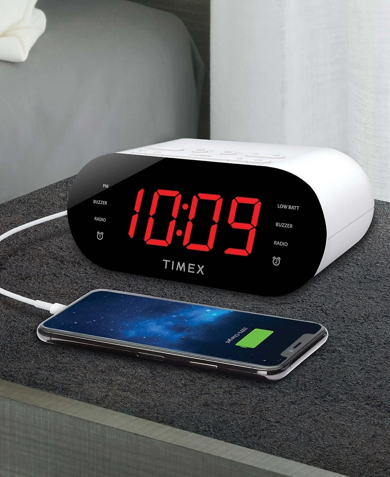iHome Timex T232 Dual-Alarm Fm Usb Charging Alarm Clock Radio