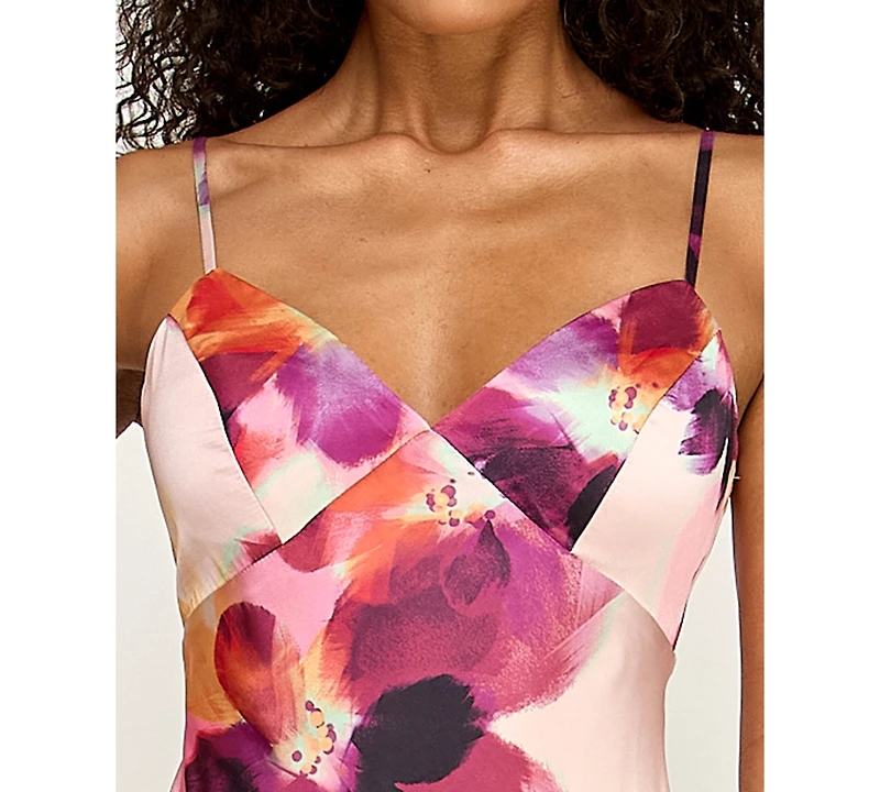 Seni & Cade Women's Printed Halter V-Neck Dress