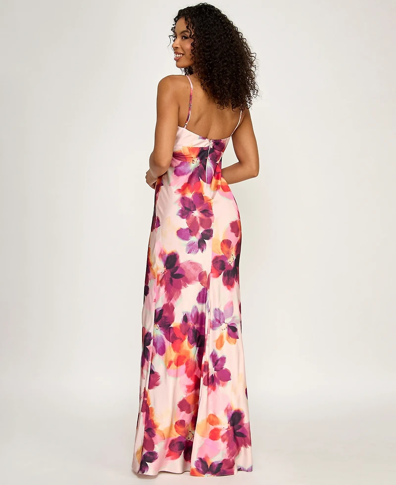 Seni & Cade Women's Printed Halter V-Neck Dress