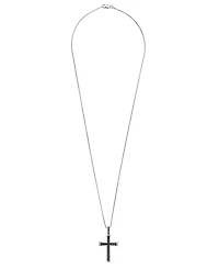 Macy's Men's Black Diamond Cross Pendant Necklace (1/4 ct. t.w.) in Sterling Silver
