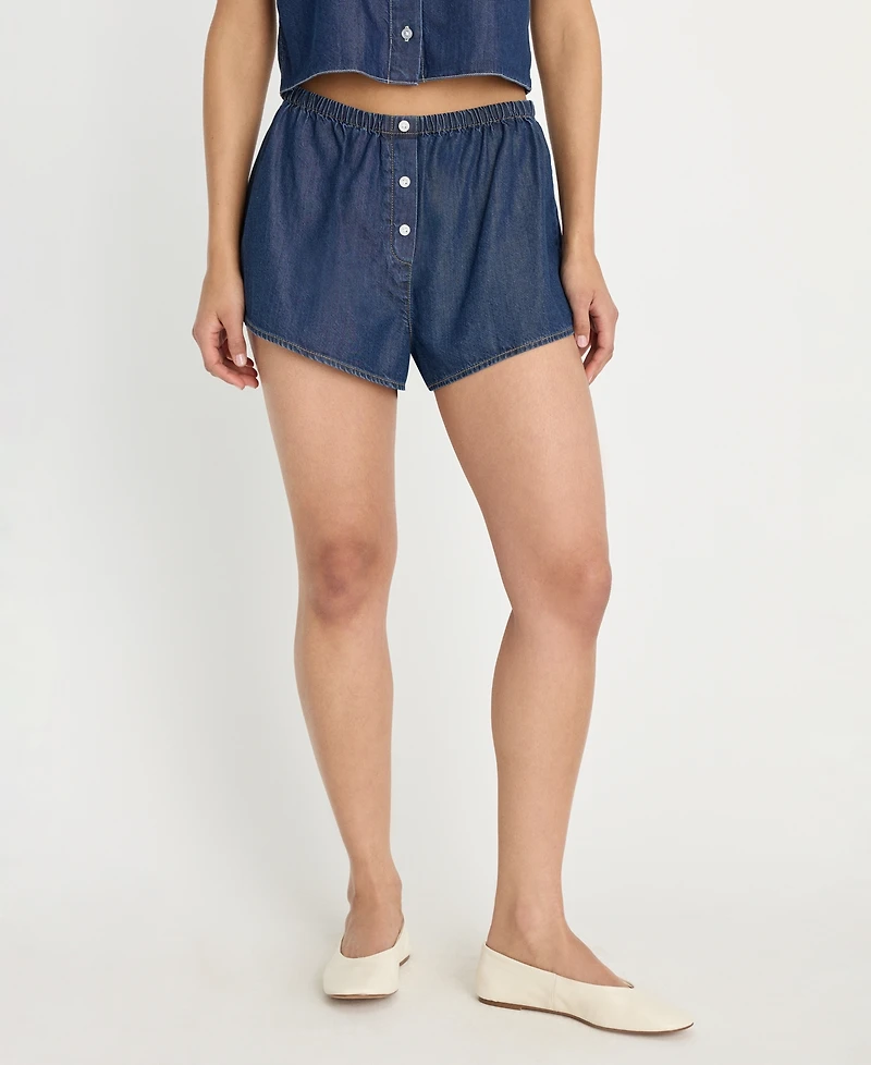 Good American Women's Denim Boxer Shorts