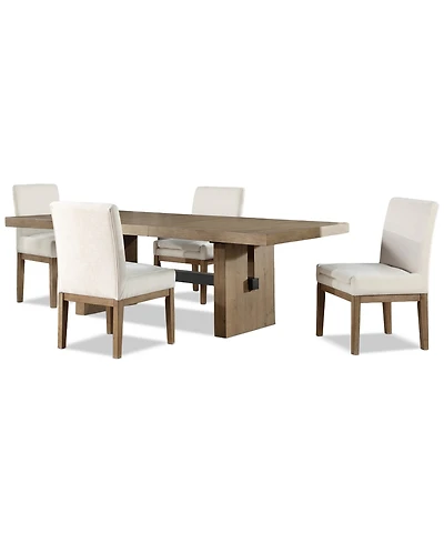 Macai -Pc. Wood Dining Set (Rectangular Table + Upholstered Side Chairs