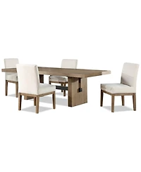 Macai -Pc. Wood Dining Set (Rectangular Table + Upholstered Side Chairs