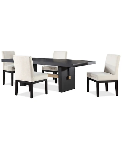 Macai -Pc. Wood Dining Set (Rectangular Table + Upholstered Side Chairs