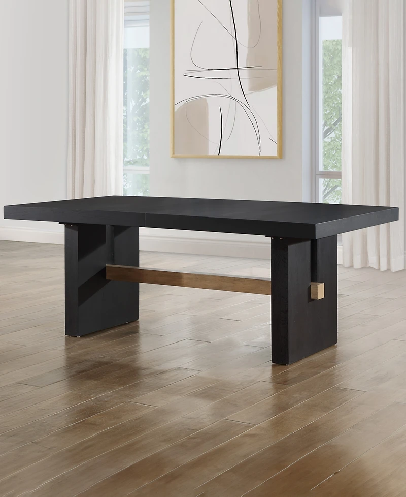 Macai 9-Pc. Wood Dining Set (Rectangular Table + 8 Upholstered Side Chairs)