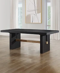 Macai 9-Pc. Wood Dining Set (Rectangular Table + 8 Upholstered Side Chairs)