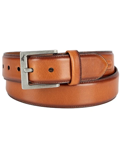 Tommy Bahama Men's Classic Casual Leather with Burnished Edges Belt