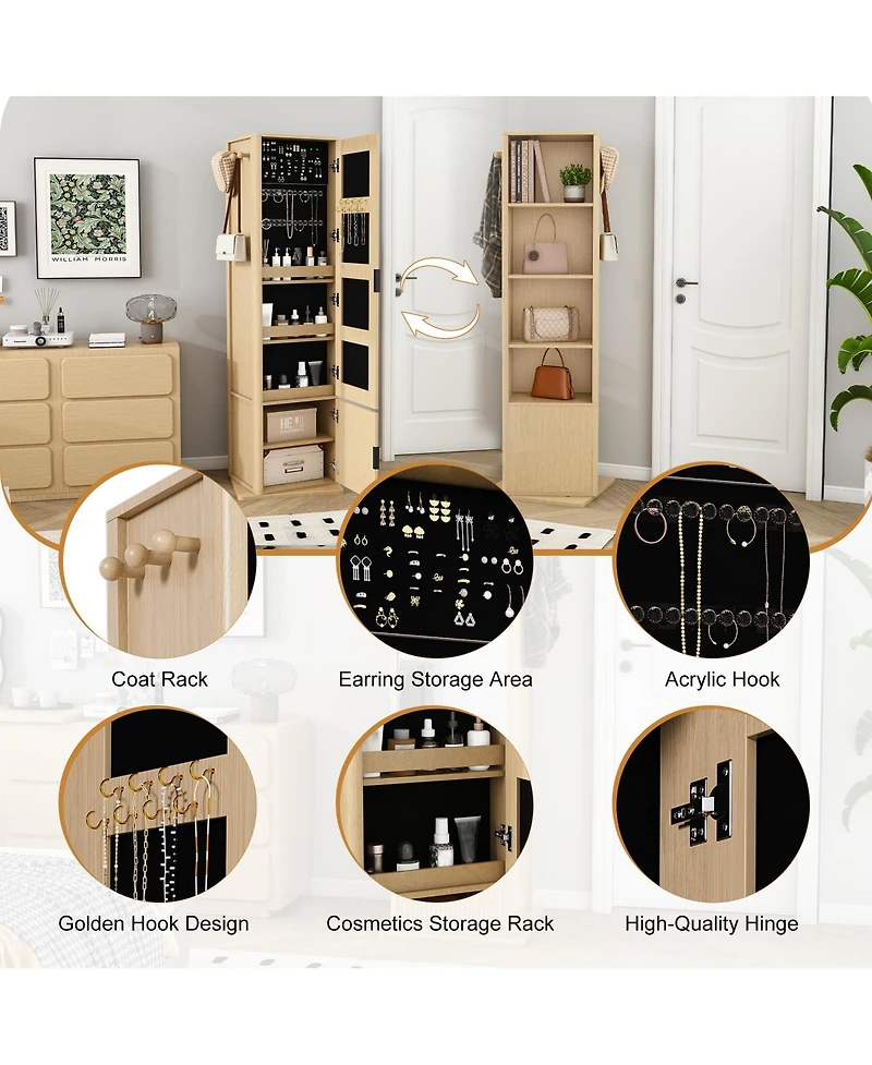 Rainsken 360° Rotating Makeup & Jewelry Storage Cabinet