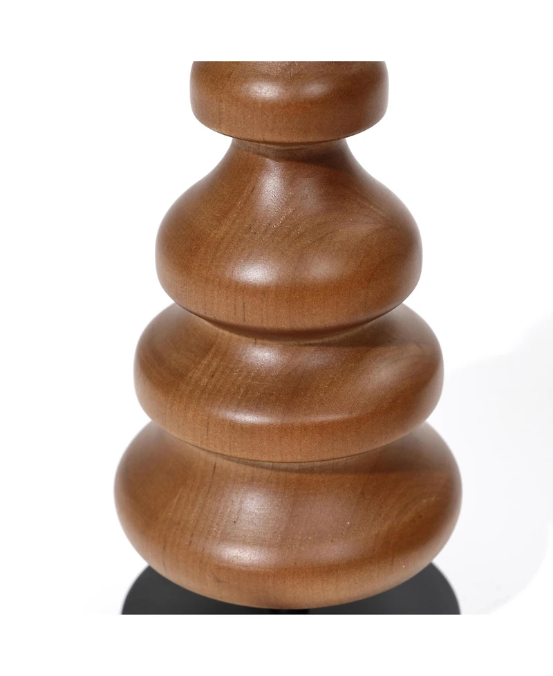 LuxenHome 2-Piece Birch Wood with Metal Pillar Candle Holder Set