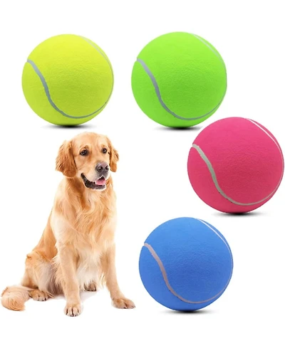 Magicorange Pack of 4 Giant 9.5 Inch Tennis Balls for Dogs Oversized Colorful Pet Training Balls with Ball Pump and Needle for Large Dog Gift Set