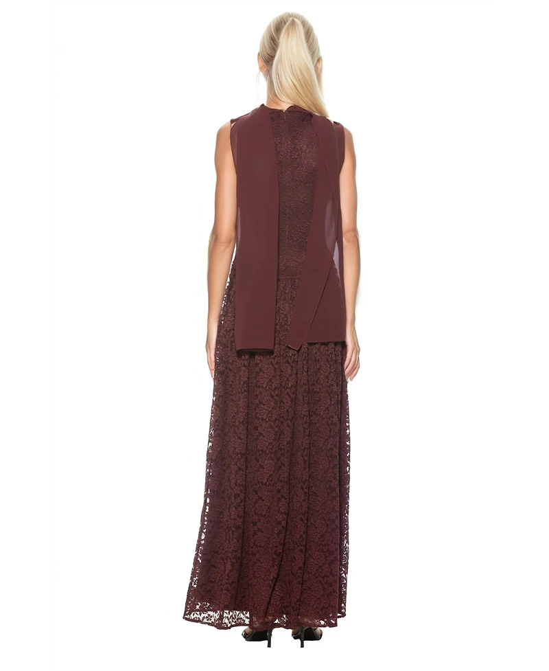 Alexia Admor Women's Marin Draped Bodice Dropped Waist Gown Dress