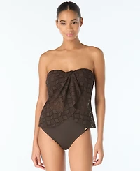 Vince Camuto Women's Crochet Draped Tankini Top