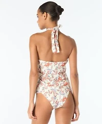 Vince Camuto Womens Cross Over Printed Tankini Top High Cut Bottoms