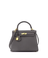 Pre-Owned HERMES Kelly 25 Handbag Grey Togo with Gold Hardware