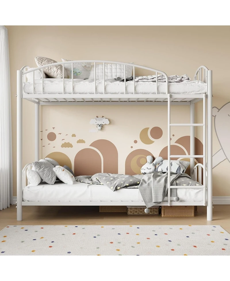 gaomon Metal Bunk Bed Twin Over Twin, Heavy Duty Bunkbeds Frame with Arched Guardrail and Safety Ladder