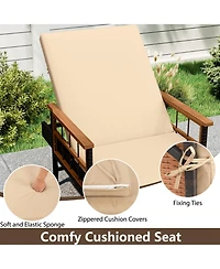 Gymax Patio Rattan Chaise Lounge Reclining Lounger Chair w/ Wood Armrests Outdoor